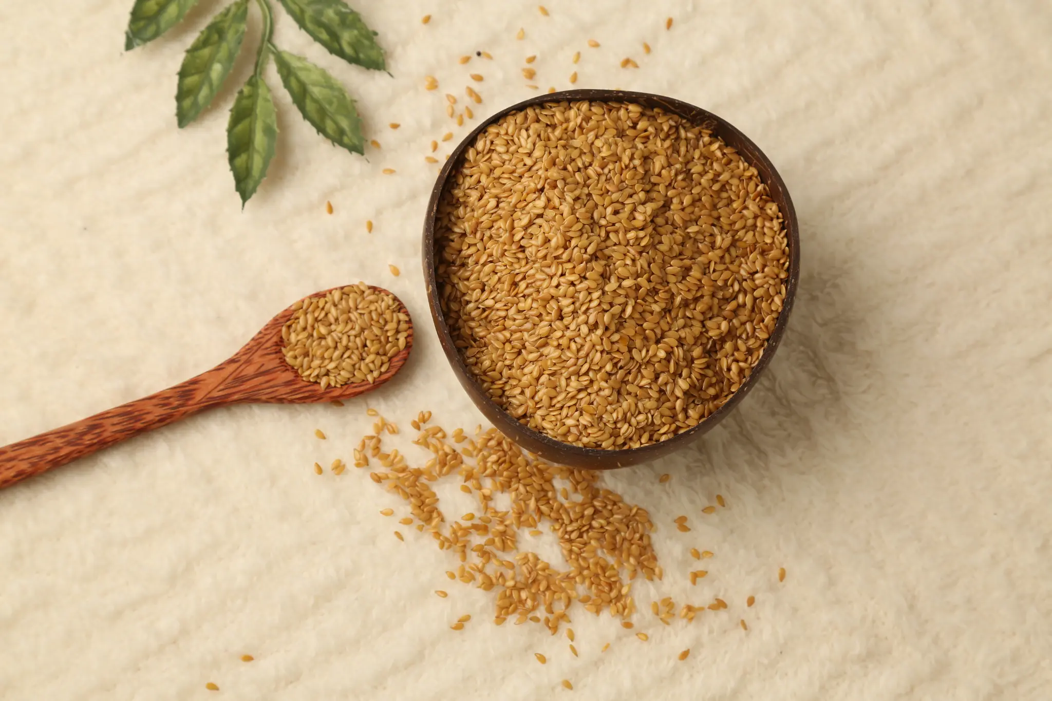Flaxseed bowl and spoon