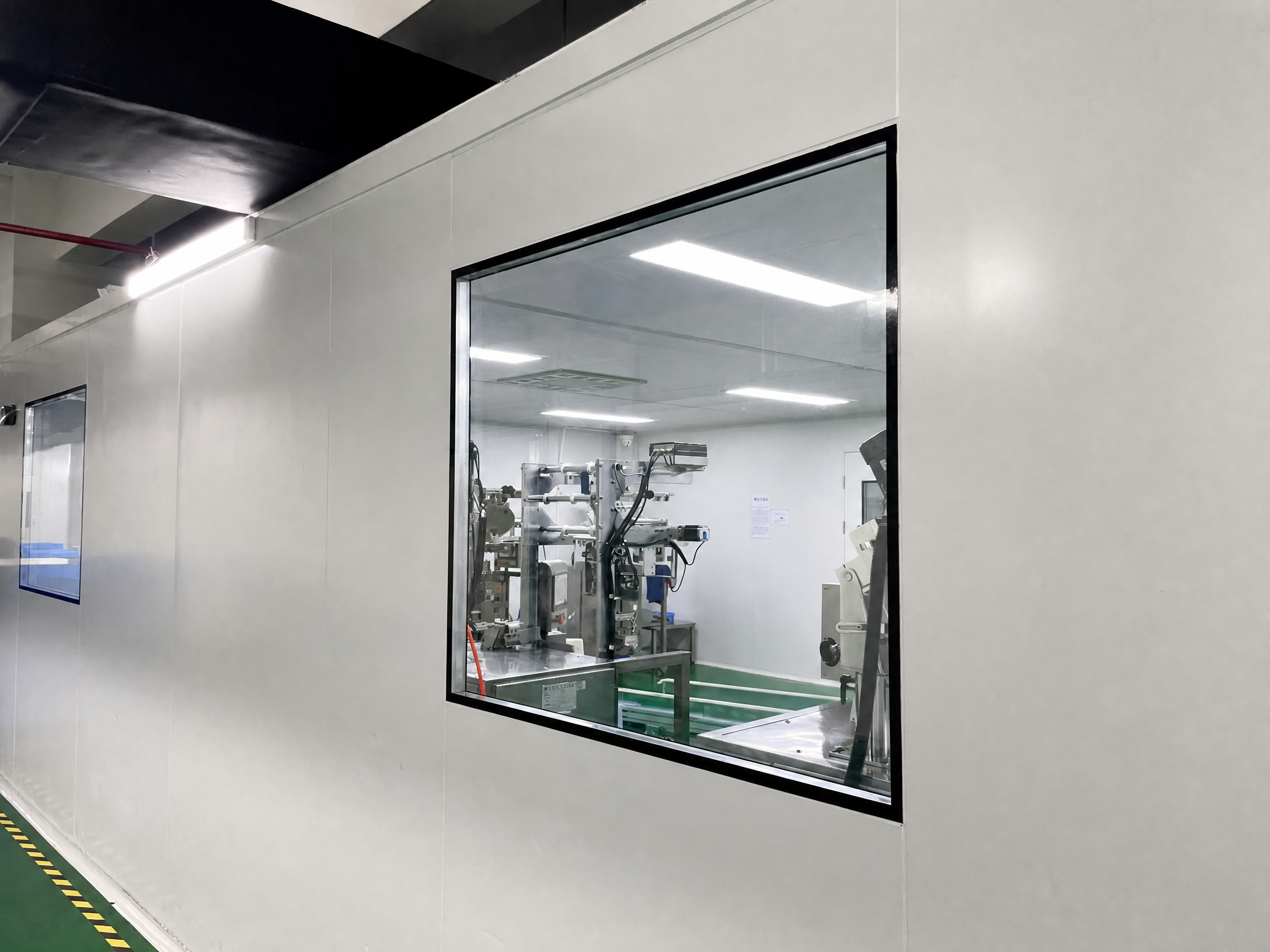 Packaging equipment viewed from Flaxivo production corridor
